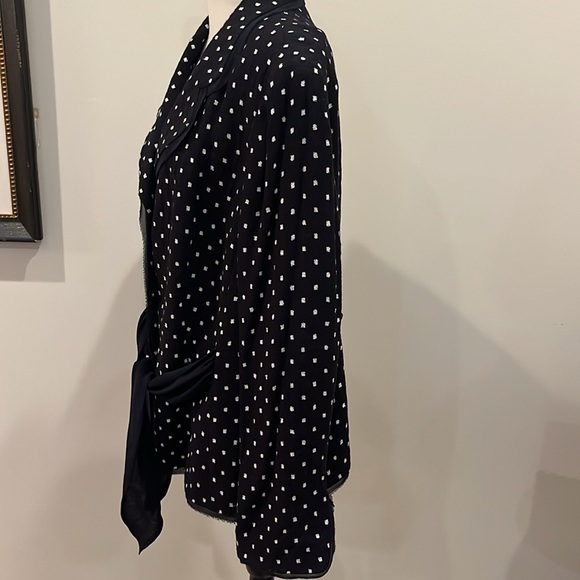 Escada Navy White Square Dotted Blazer Silk Chiffon Sash Size 46 US 12 Evening - Picture 10 of 15